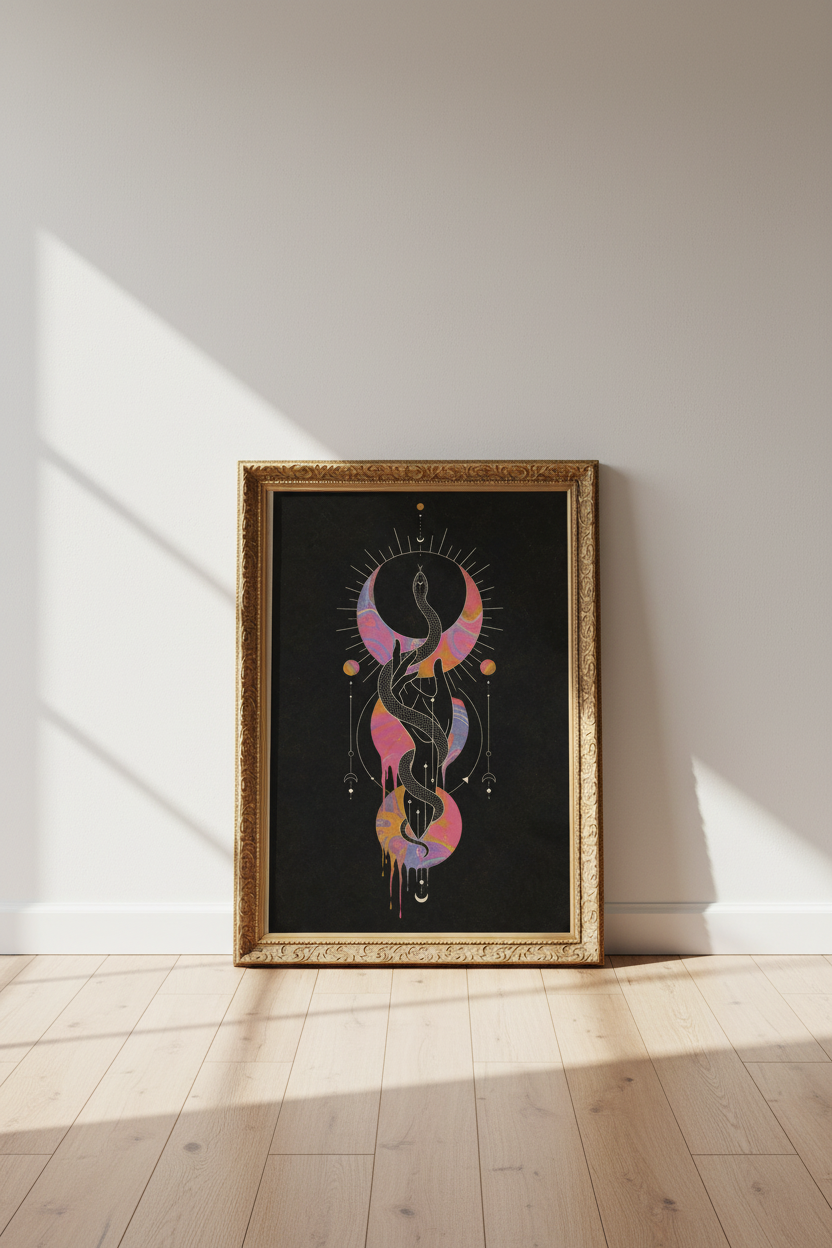 mystic snake poster | celestial noir, bedroom decor