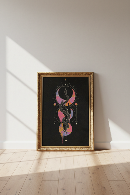 mystic snake poster | celestial noir, bedroom decor