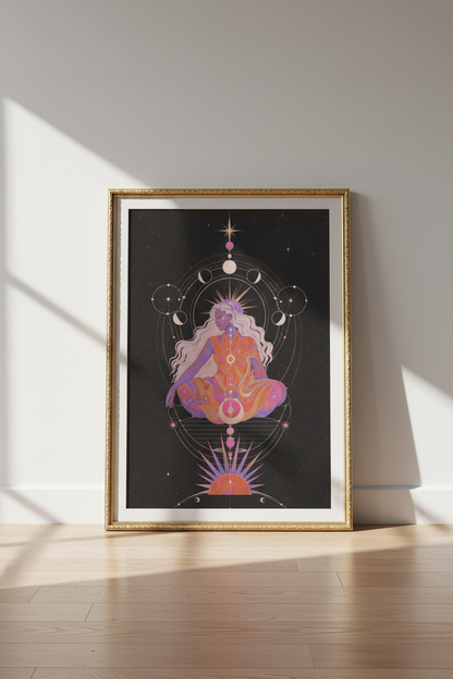 celestial wall art | mystical purple boho bedroom decor, cosmic poster