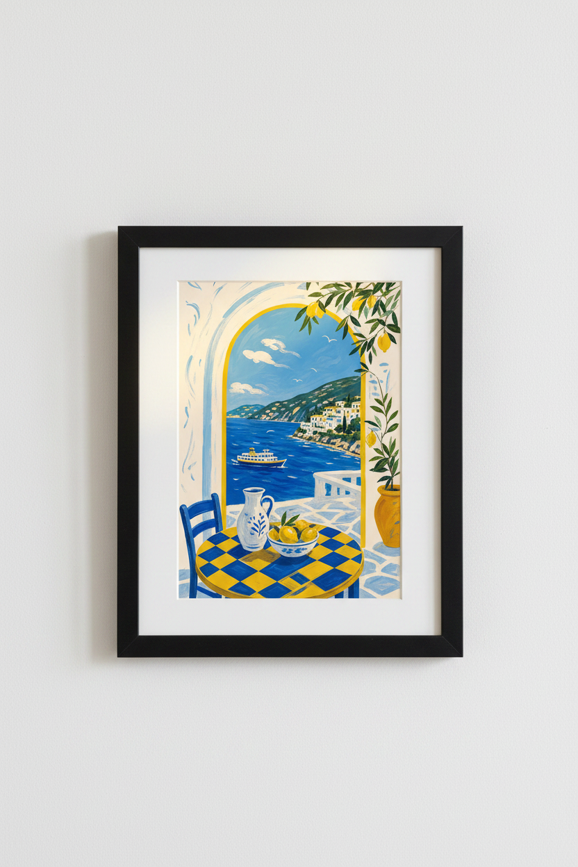 Mediterranean poster | Coastal lemon art, Kitchen &amp; Living Decor