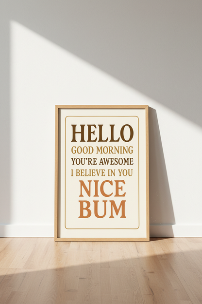 Humorous Quote Framed Wall Art | Bedroom Bathroom Decor | Funny Affirmation Poster | &