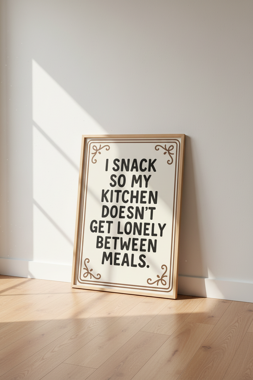 Humorous Kitchen Wall Art Print | Funny Foodie Decor | Kitchen Quote Poster | Unframed, Framed, Digital Download