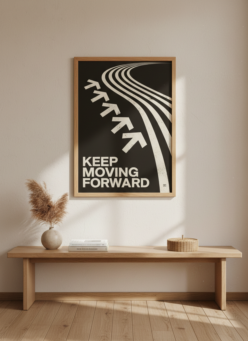 Keep Moving Forward Art | Motivational Black White Poster | Office Decor Gift Ideas