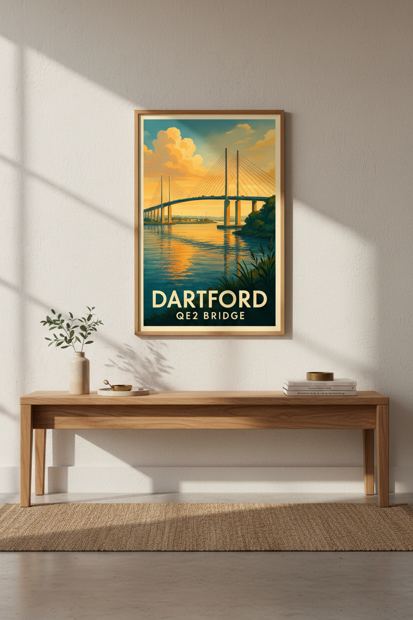 Dartford Q2 Bridge Art Poster – Framed, Unframed &amp; Digital Print | Kent Wall Art