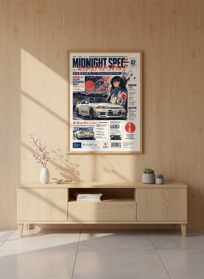 JDM Skyline R32 Art Print | Japanese Street Racing Car Poster | Anime Manga Poster