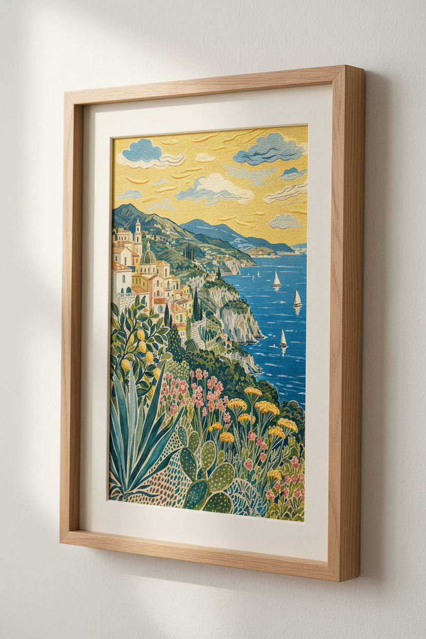 Amalfi Coast | Mediterranean Landscape, Italian Coastal Wall Art Poster