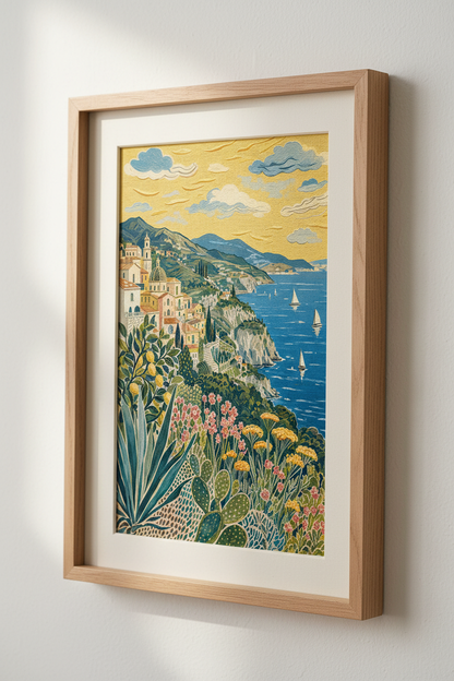 Amalfi Coast | Mediterranean Landscape, Italian Coastal Wall Art Poster