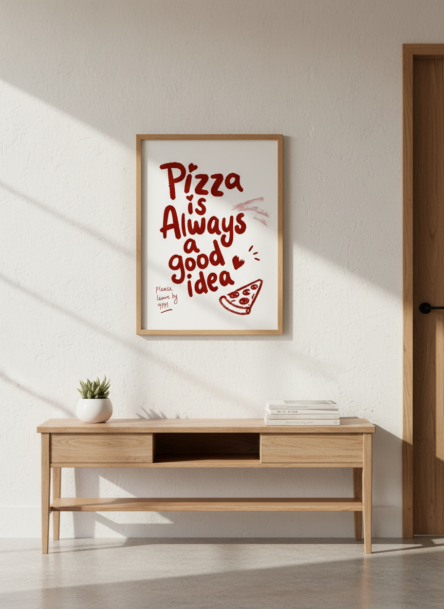 Pizza is always a good idea Art Print | Kitchen Decor | Whimsical Restaurant Poster