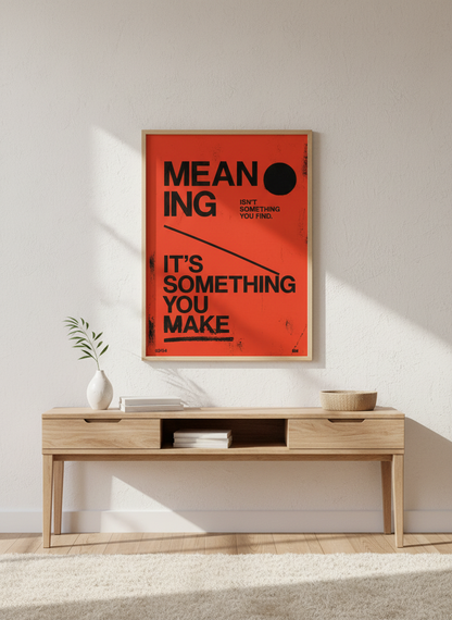 Meaning Quote Wall Art | Red Black Typographic Poster Print | Office Decor, Gift