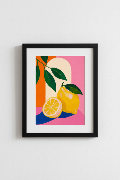modern lemon print | bold citrus illustration, kitchen dining decor