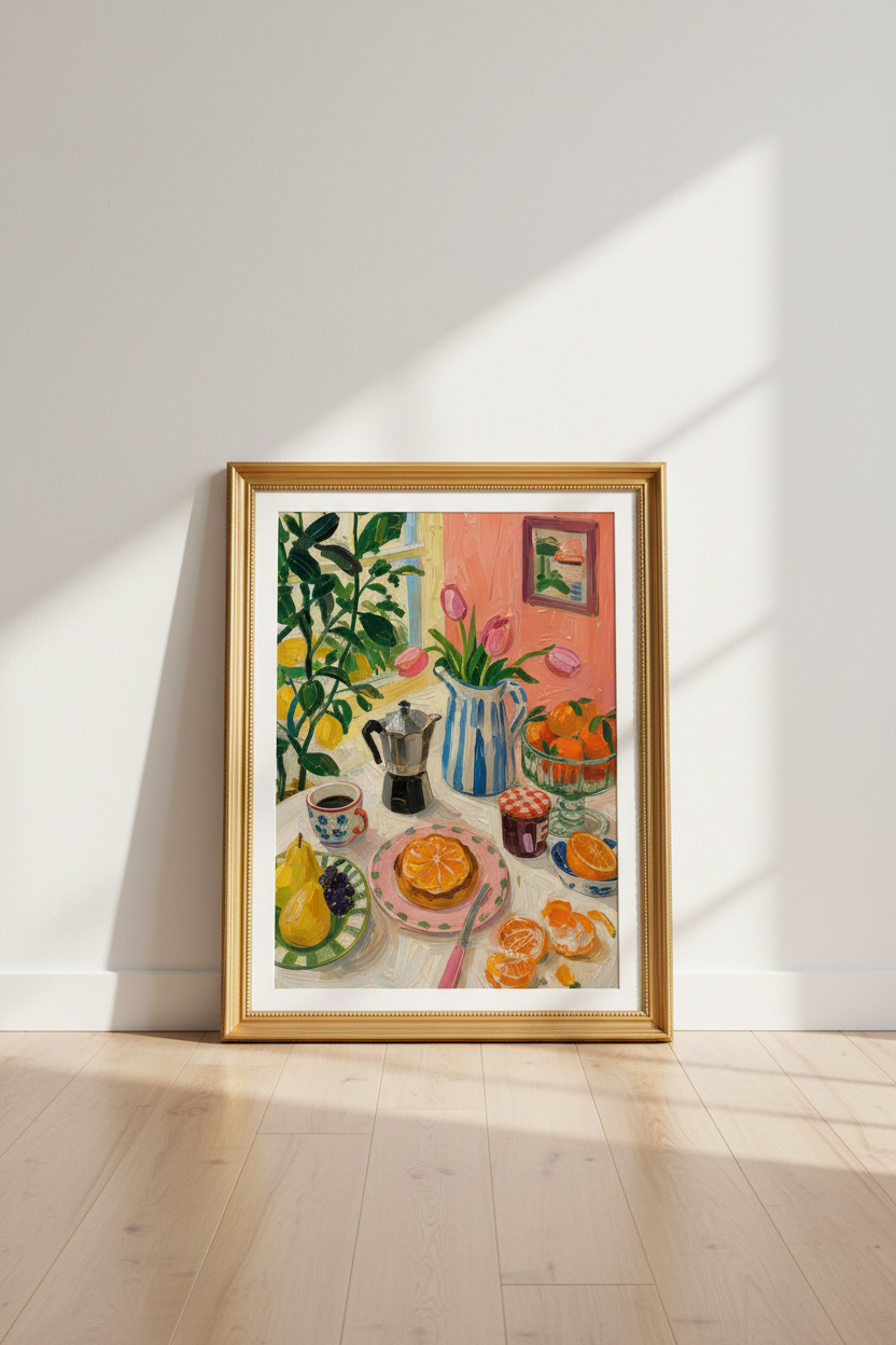 still life print | Painterly Colorful Kitchen Decor, Vibrant Poster