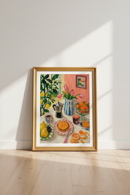 still life print | Painterly Colorful Kitchen Decor, Vibrant Poster