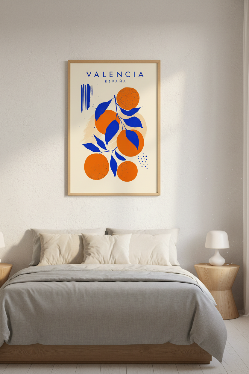 Valencia Spain Orange Wall Art Print | Modern Kitchen Decor | Abstract Citrus Poster