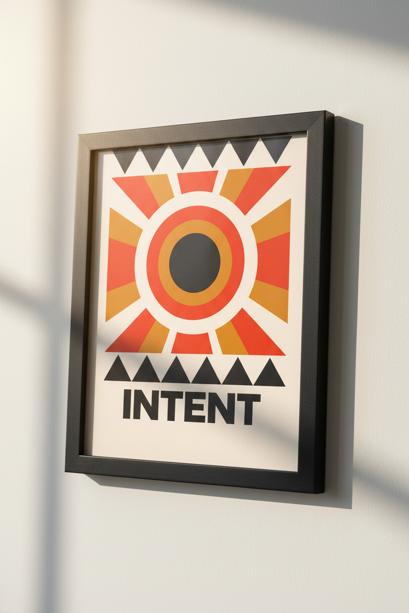 Abstract Geometric Wall Art Print | Mid Century Modern Decor | Minimalist Intent Poster | Retro Sunburst Home Office Art