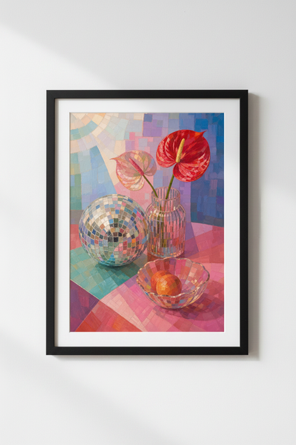 mosaic still life print | Colorful Modern Kitchen Decor, Pastel Poster