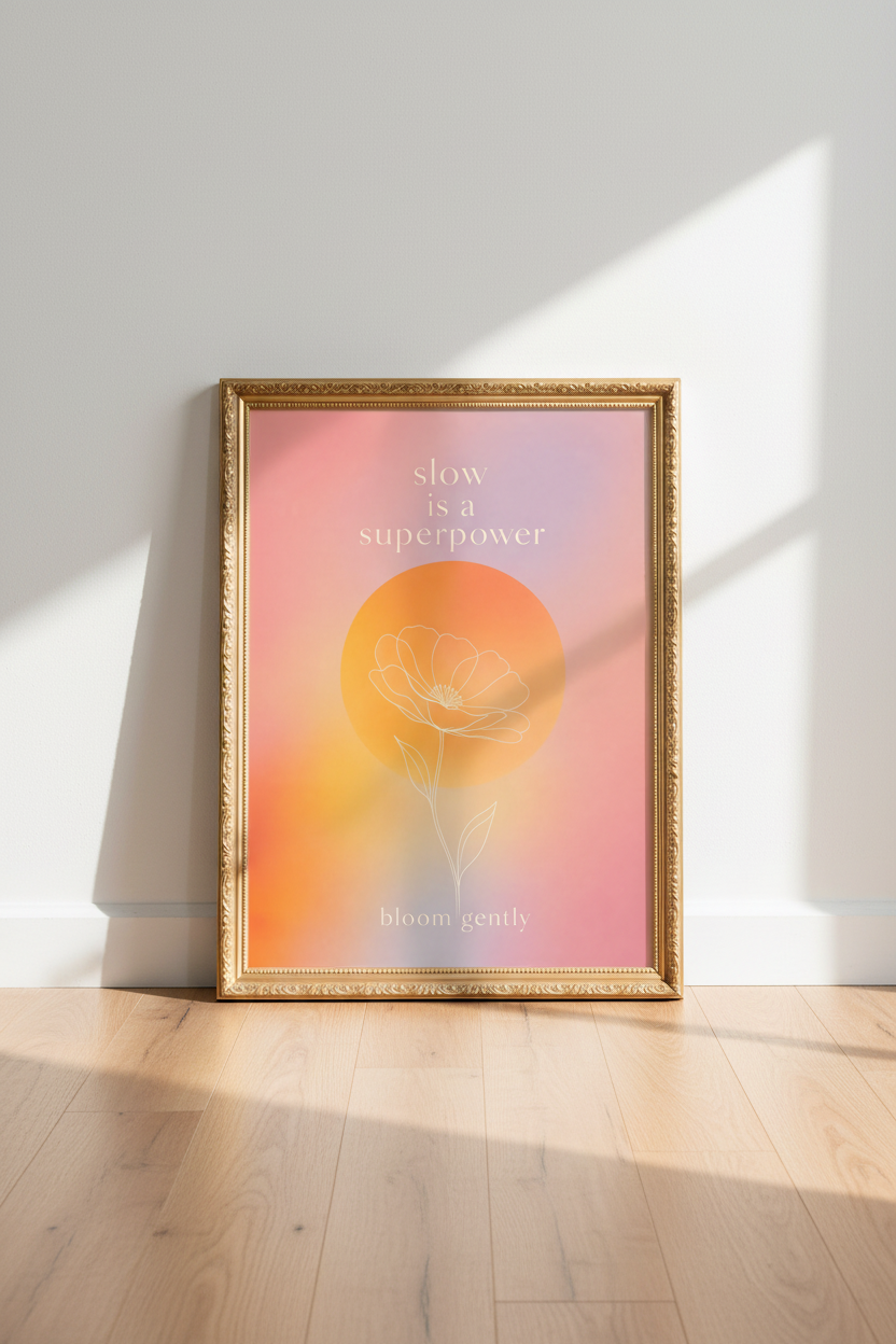 slow living wall art | minimalist pastel botanical, bedroom decor