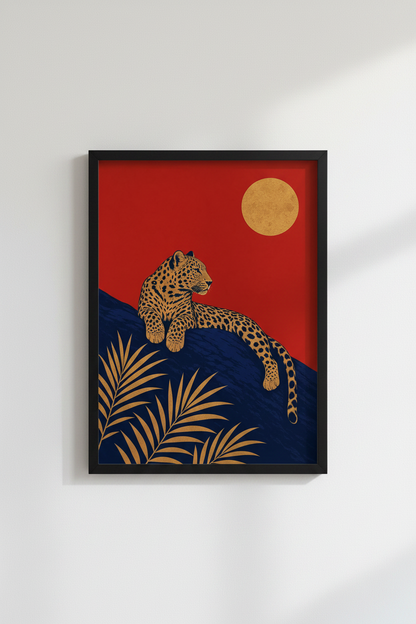 Gold Leopard Print | Modern Navy &amp; Red Accent, Living Room
