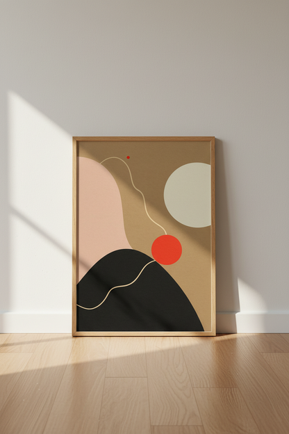 Abstract Shapes Wall Art Print | Mid Century Modern Wall Decor | Minimalist Framed Poster | Aesthetic Room Art