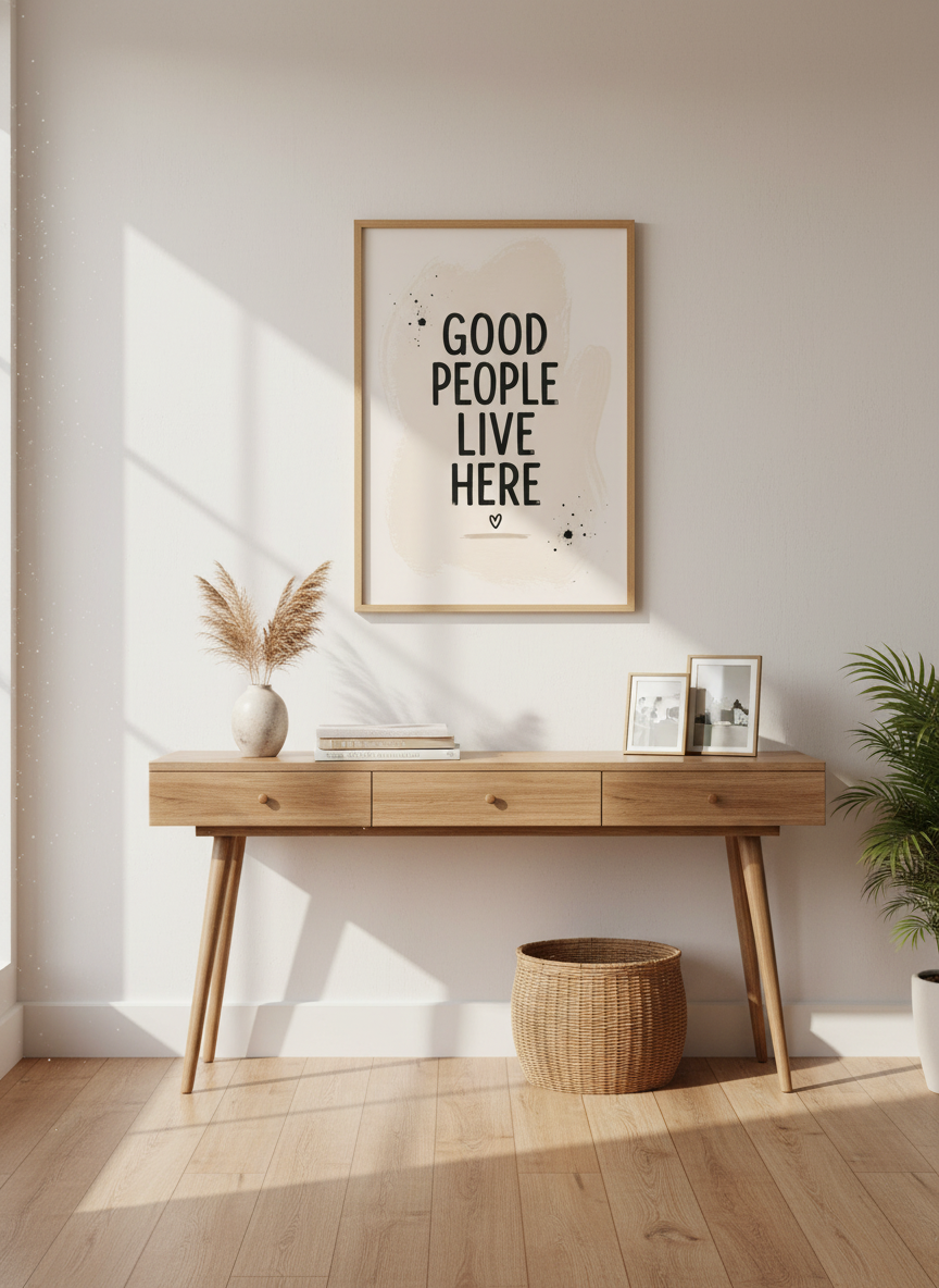 Good People Live Here Print | Boho Home Decor, Positive Quote Wall Art