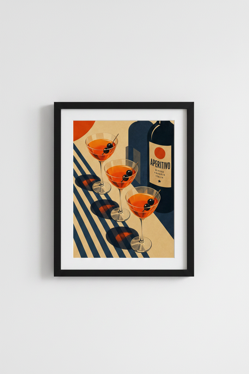 aperitivo poster | Midcentury Cocktail Art, Kitchen Bar Decor