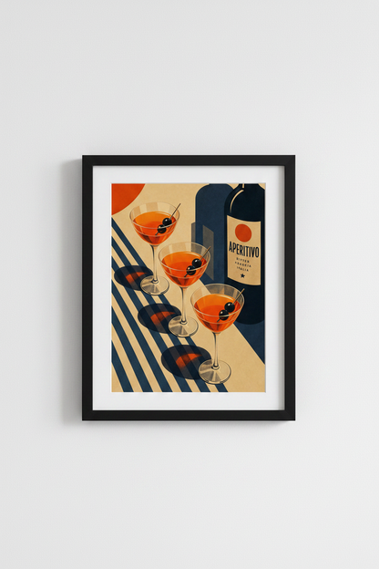 aperitivo poster | Midcentury Cocktail Art, Kitchen Bar Decor