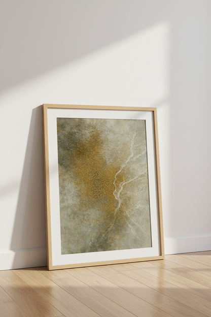 Abstract Gold Glimmer Wall Art Print | Modern Living Room Decor | Earthy Textured Framed Poster