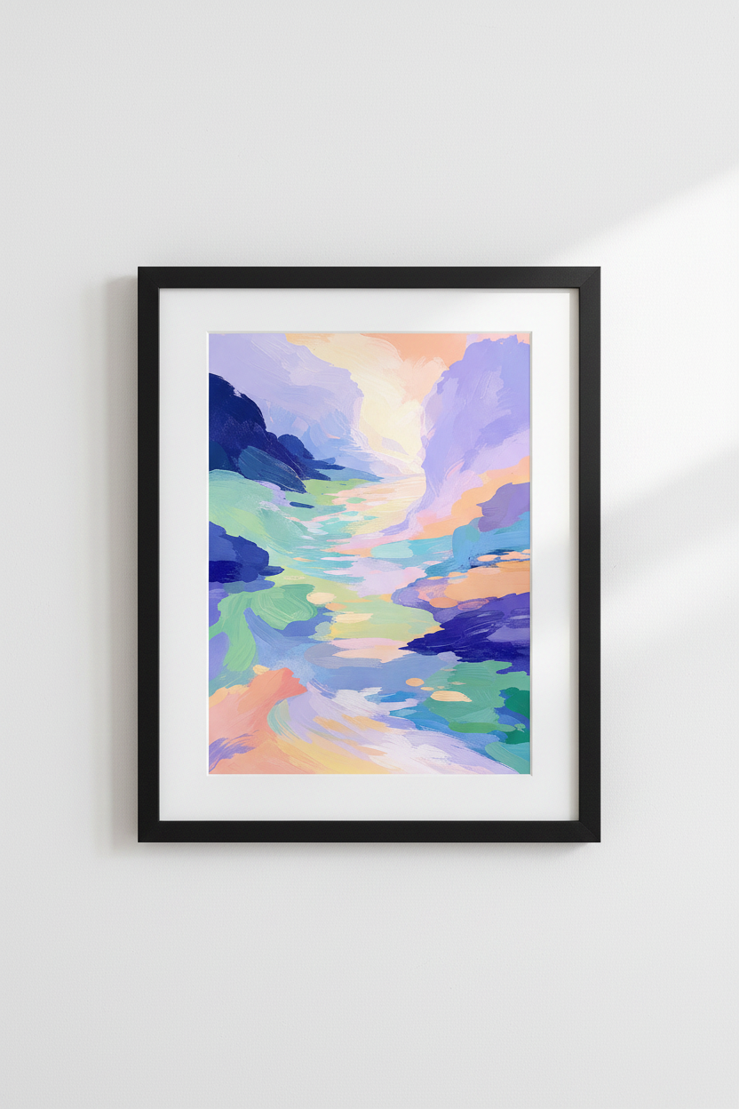 pastel landscape art | Abstract Hues, Bedroom Decor