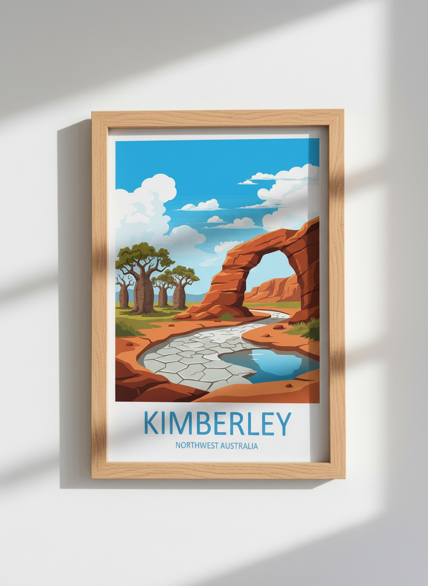 Kimberley Australia Travel Poster | Outback Boab Tree Art, Nature Wall Decor