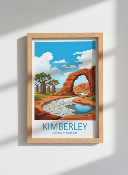Kimberley Australia Travel Poster | Outback Boab Tree Art, Nature Wall Decor