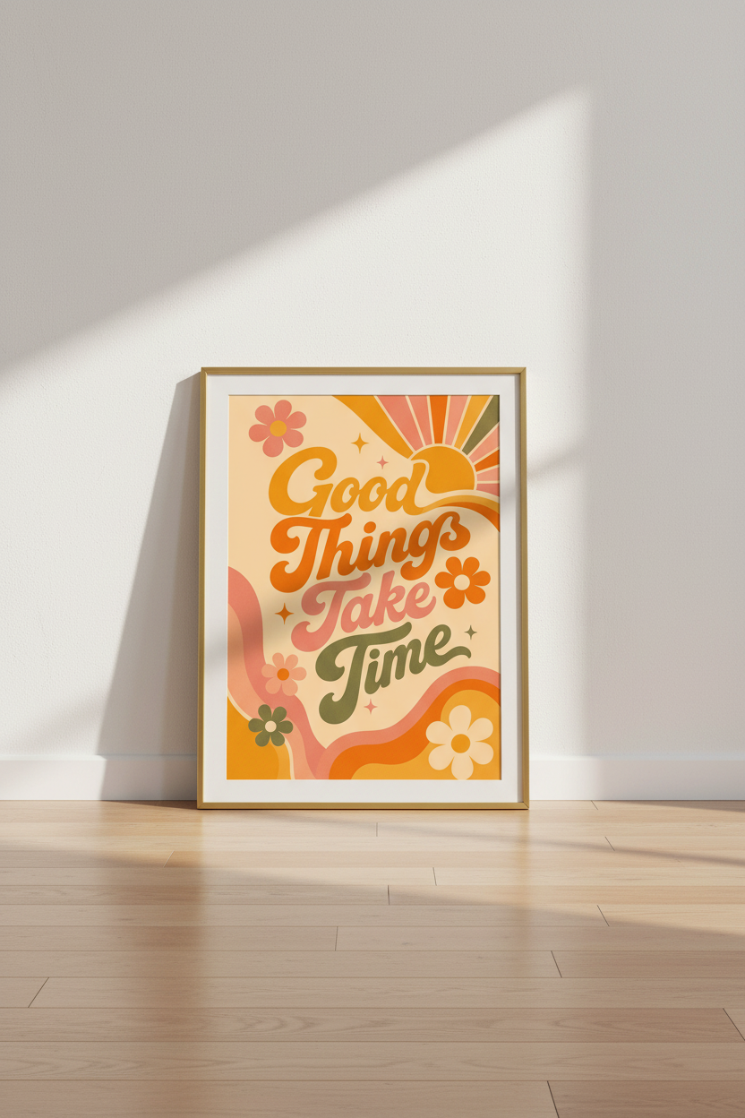 retro poster print | 70s typography, living room decor