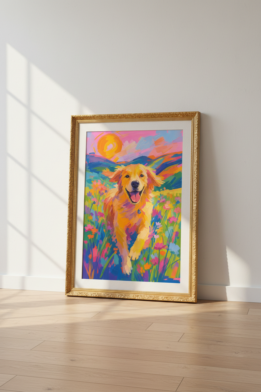 colorful dog art | Vibrant Acrylic, Living Room Decor