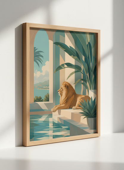 Majestic Lion | Mediterranean Tropical Style, Living Room Wall Art Poster