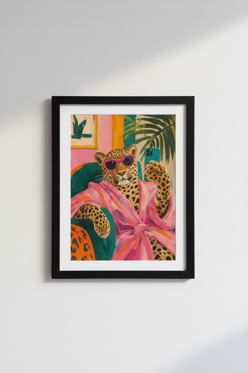 Leopard Wall Art | Colorful Pop Print, Living Room Decor