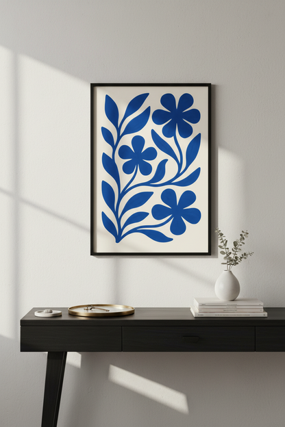 Abstract Floral Framed Wall Art Print | Boho Living Room Decor | Matisse Inspired Botanical Poster, Ready To Hang Art