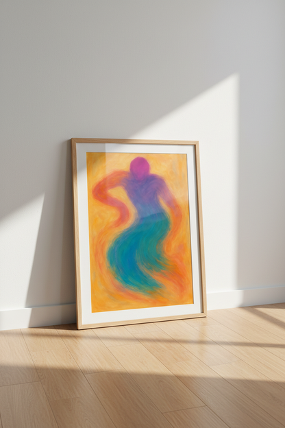 Abstract Figure Wall Art Print | Vibrant Living Room Decor | Modern Aesthetic Framed Poster | Ready To Hang Art