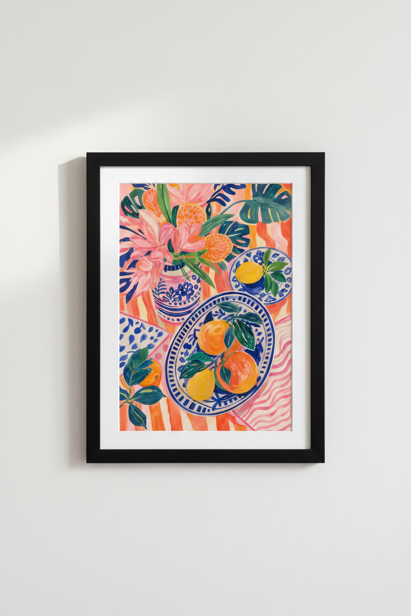 citrus wall art | colorful botanical print, kitchen decor