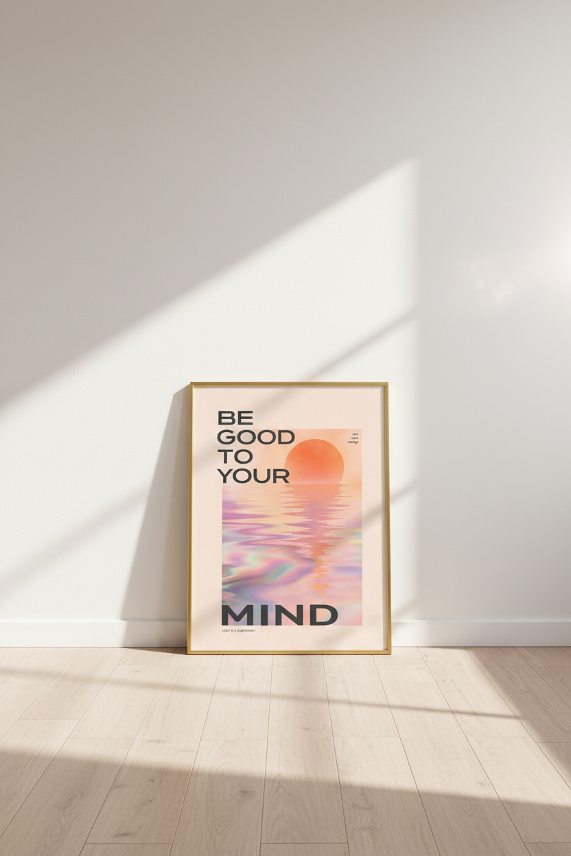 Mindful Art Print | Pastel Sunset, Bedroom Decor | Calming Poster