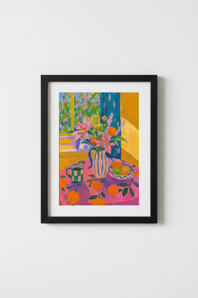 floral wall art | vibrant still-life bouquet, kitchen decor