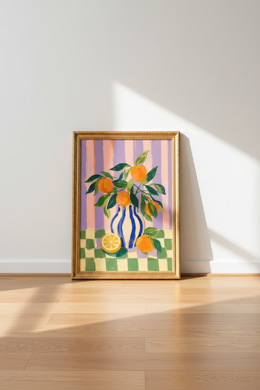 citrus wall print | Modern Striped Vase, Kitchen Decor