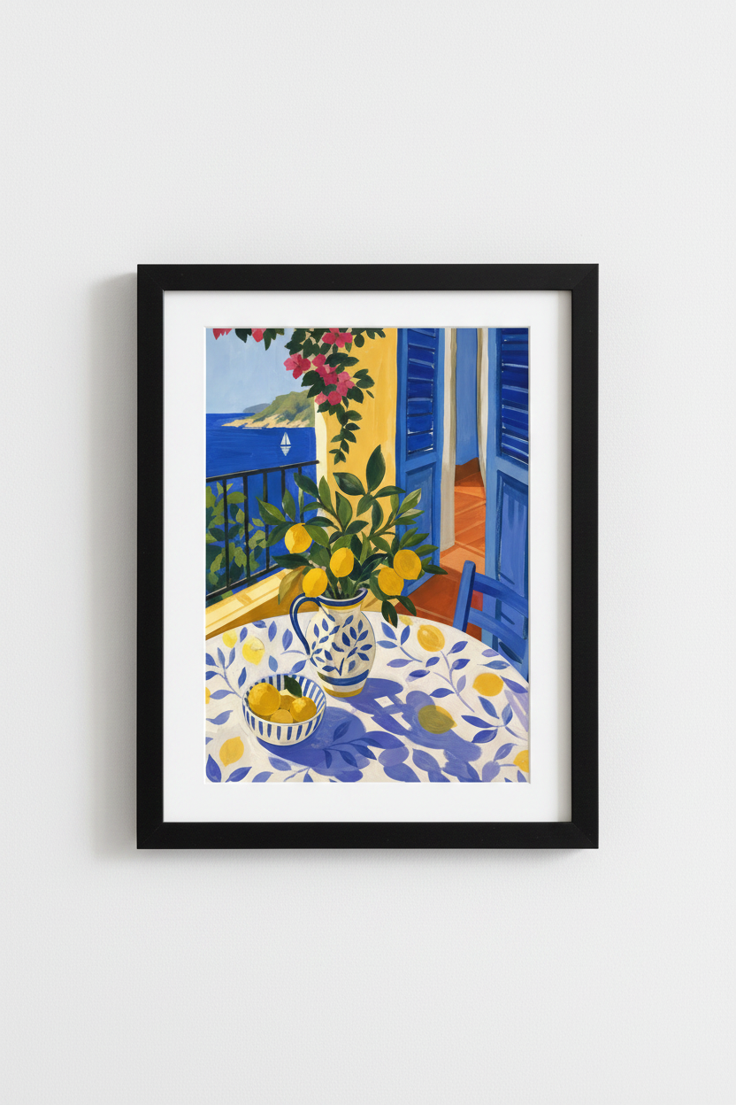 Mediterranean poster | Lemon Still Life, Kitchen Decor
