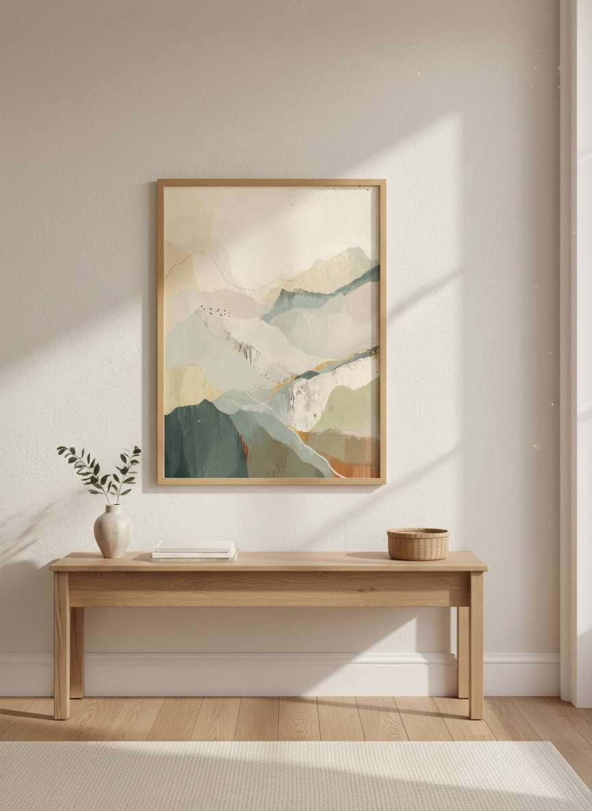 Abstract Mountain Art Print | Earth Tone Landscape, Nature Wall Decor