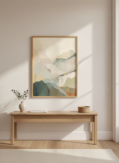 Abstract Mountain Art Print | Earth Tone Landscape, Nature Wall Decor
