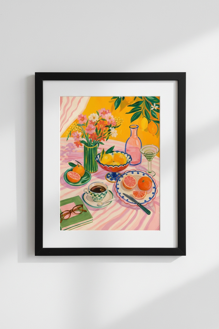 citrus kitchen print | Colorful modern still-life, dining decor