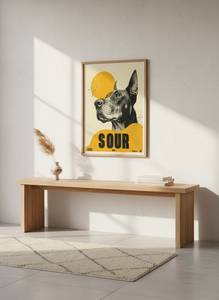 Dog Pop Art Print | Mid-Century Modern Animal Wall Decor | Sour Retro Poster