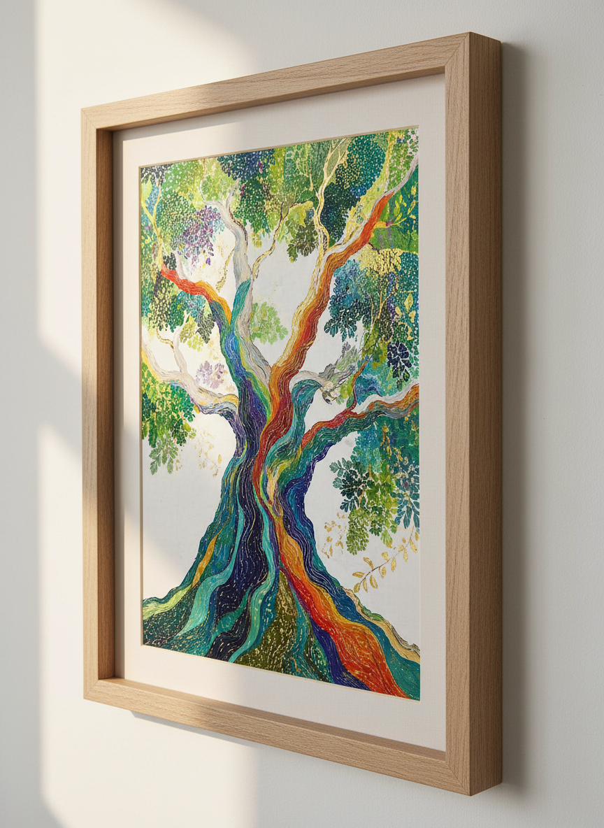 Rainbow Tree of Life Wall Art | Colorful Botanical Print | Modern Boho Decor