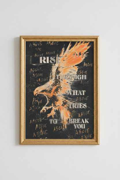 eagle poster print | distressed orange black, office decor