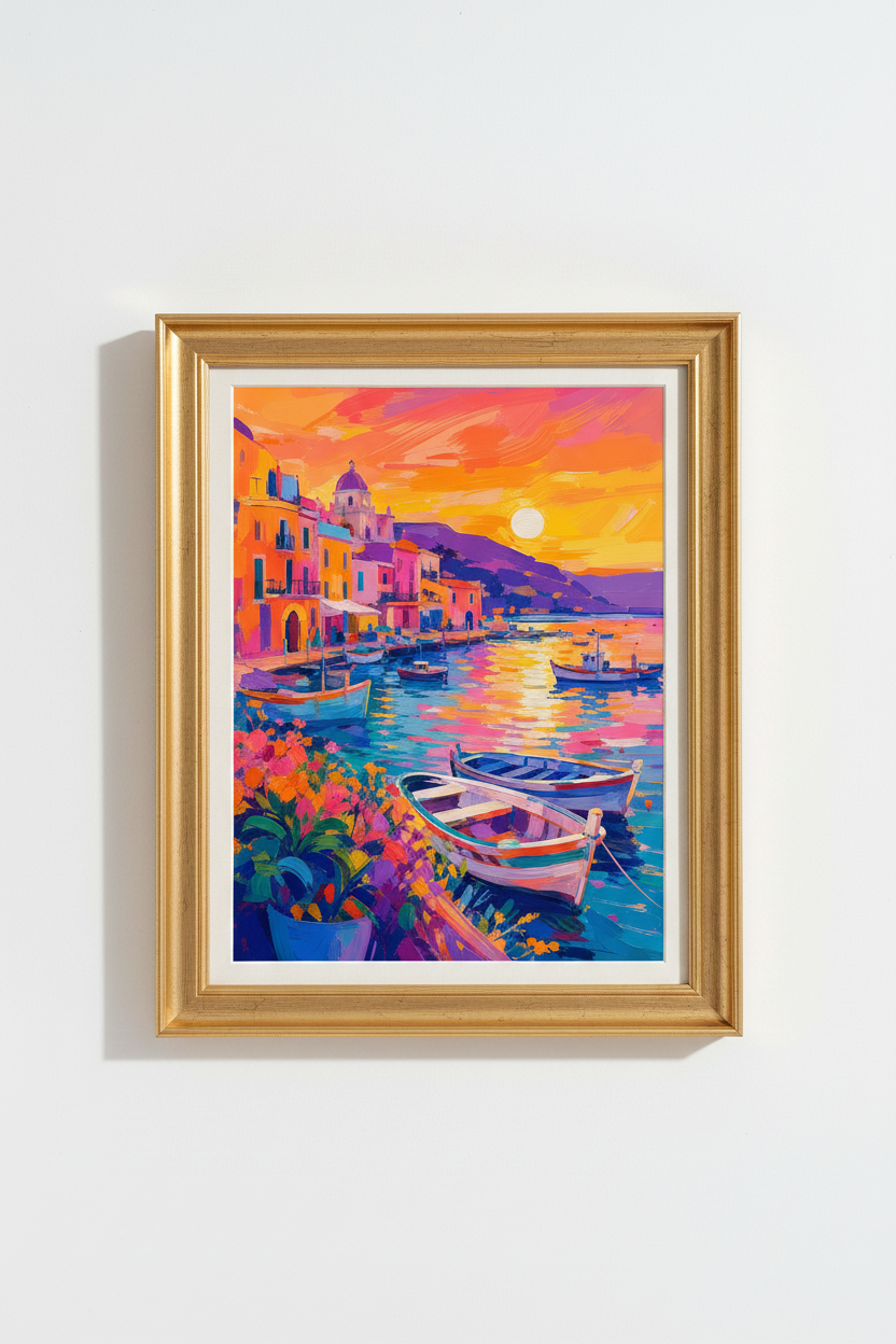 Colorful Coastal Art | Impressionist Sunset, Living Room