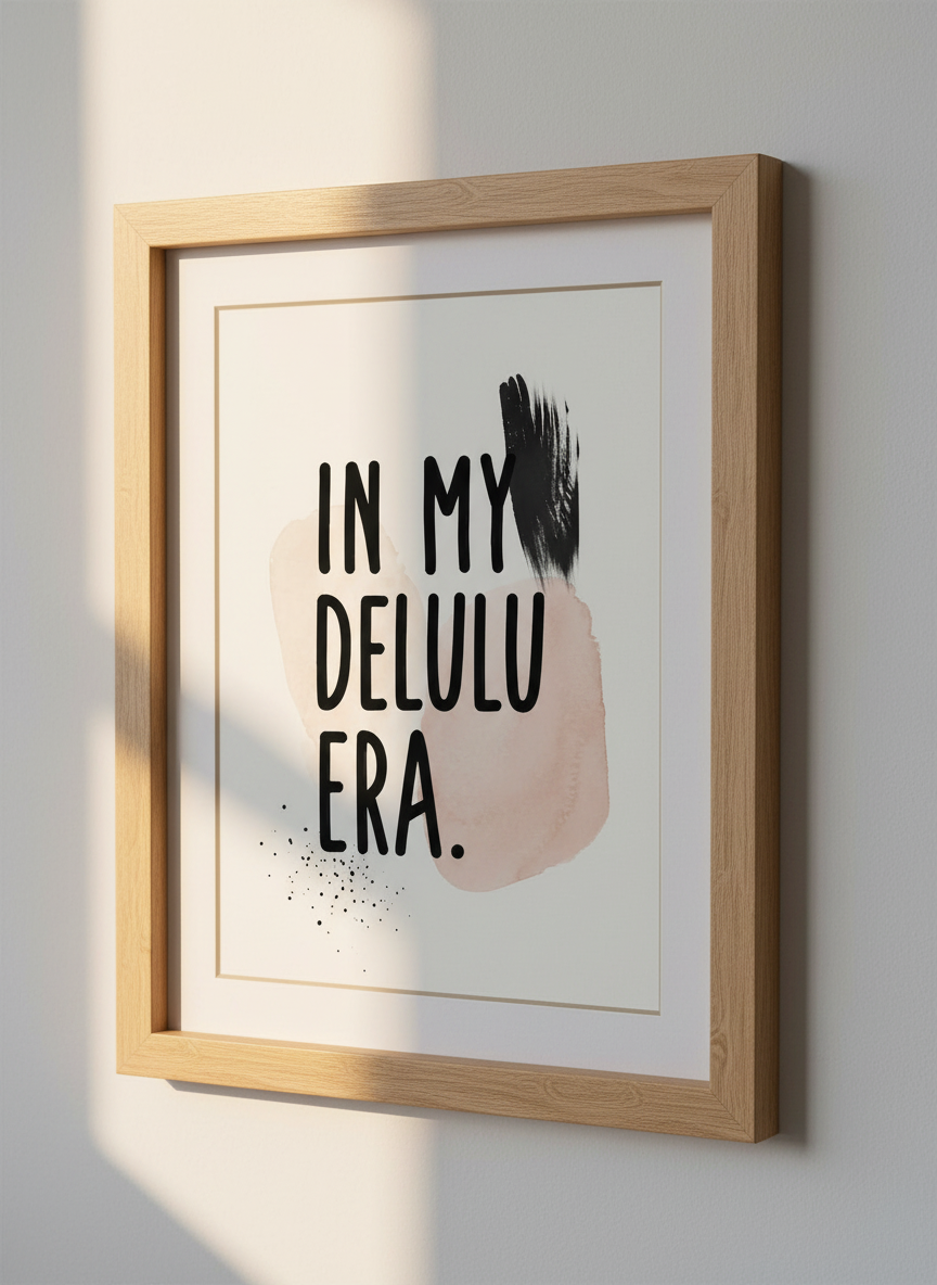 In My Delulu Era Wall Art Print | Trendy Dorm Decor | Minimalist Typography Poster