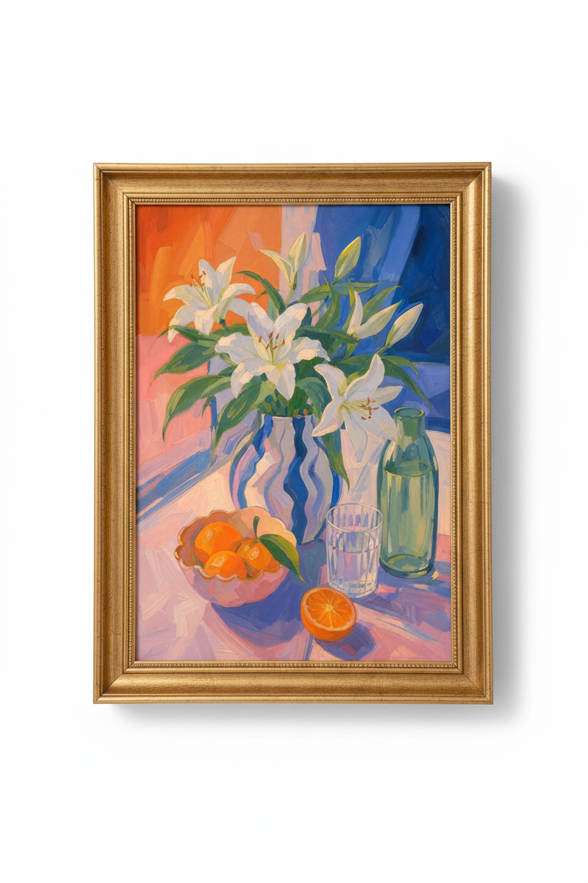 lily still life | Colorful Impressionist, Kitchen Decor
