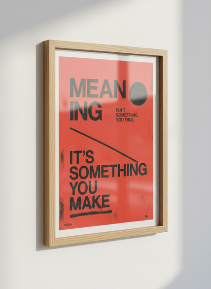 Meaning Quote Wall Art | Red Black Typographic Poster Print | Office Decor, Gift